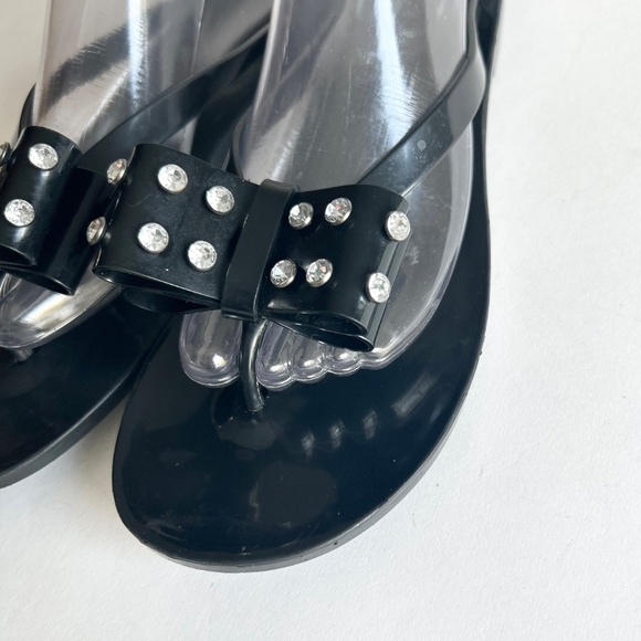 Kate Spade Black Synthetic Bow Glitter Flip Flops size 10 - Picture 6 of 15